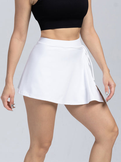 Tied High Waist Active Shorts White Active Shorts