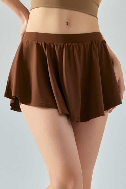Elastic Waist Mini Active Skirt Chestnut Active Skirt