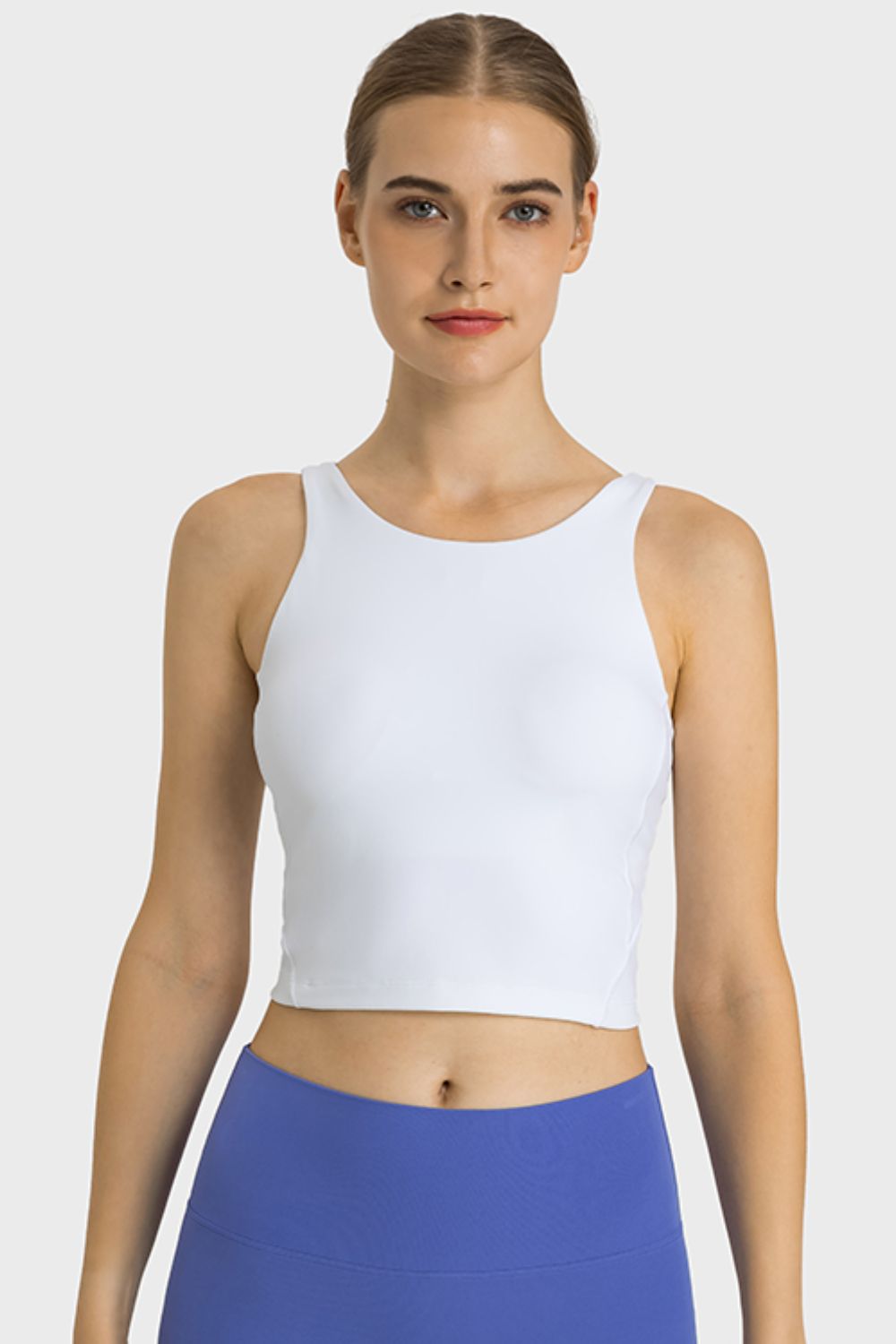 Feel Like Skin Highly Stretchy Cropped Sports Tank White Active Tank