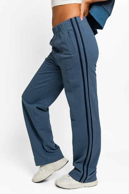 Tasha Apparel High Waisted Side Stripes Straight Track Sweatpants Active Pants