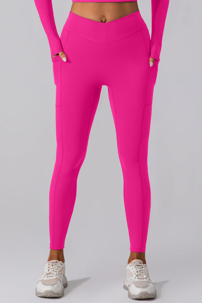 High Waist Active Leggings with Pockets Hot Pink Active Leggings