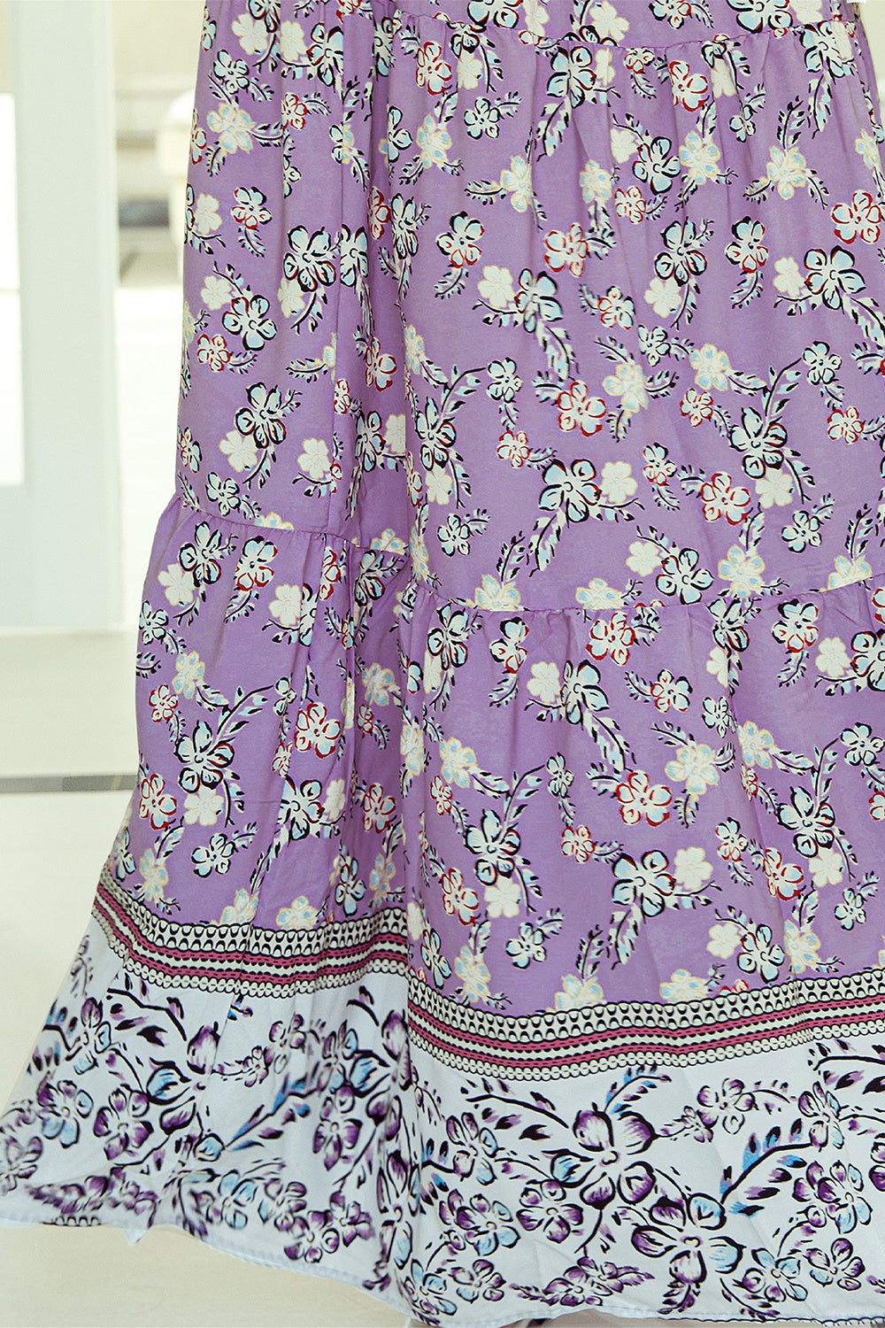 Tiered Printed Elastic Waist Skirt Skirt