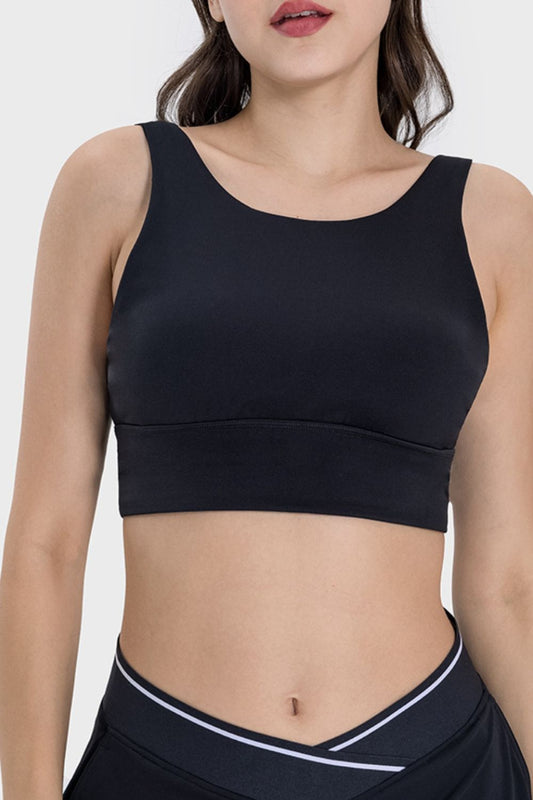 Backless Wide Strap Active Bra Black Sports bra