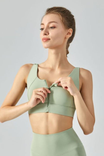Breathable Zip-Up Sports Bra Mint Sports bra