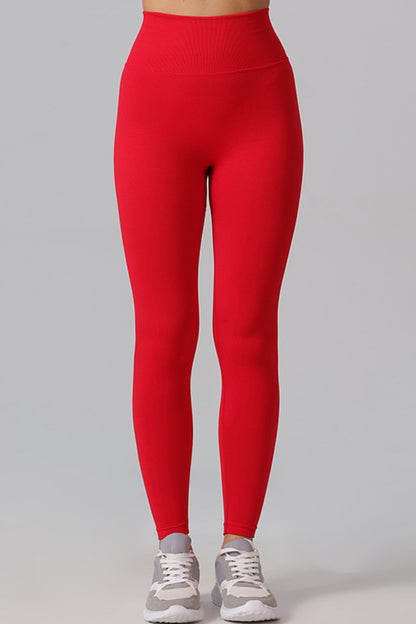 High Waist Active Pants Red Active Leggings
