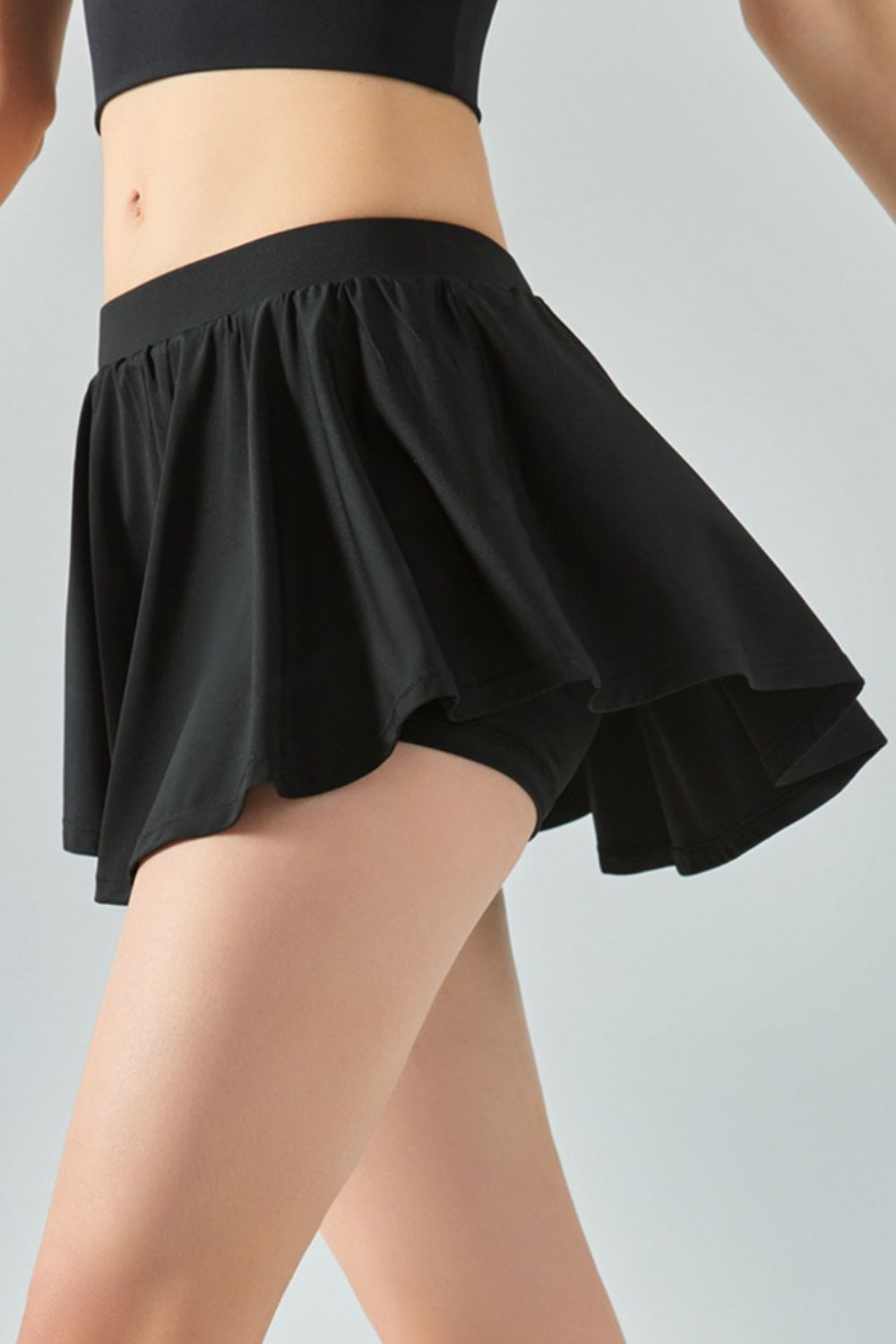 Elastic Waist Mini Active Skirt Black Active Skirt