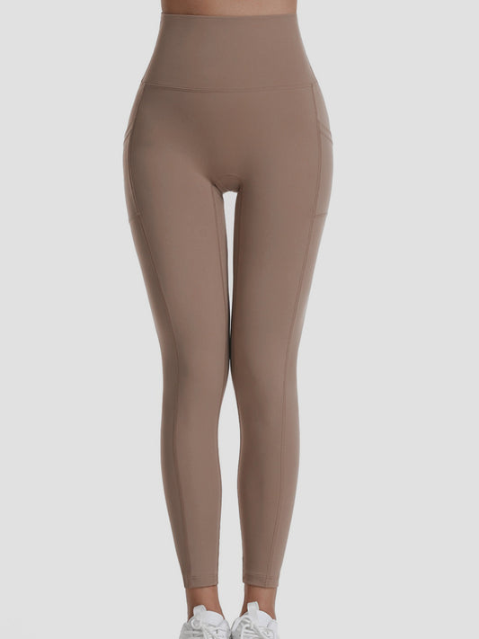 Pocketed High Waist Active Pants Taupe Active Pants