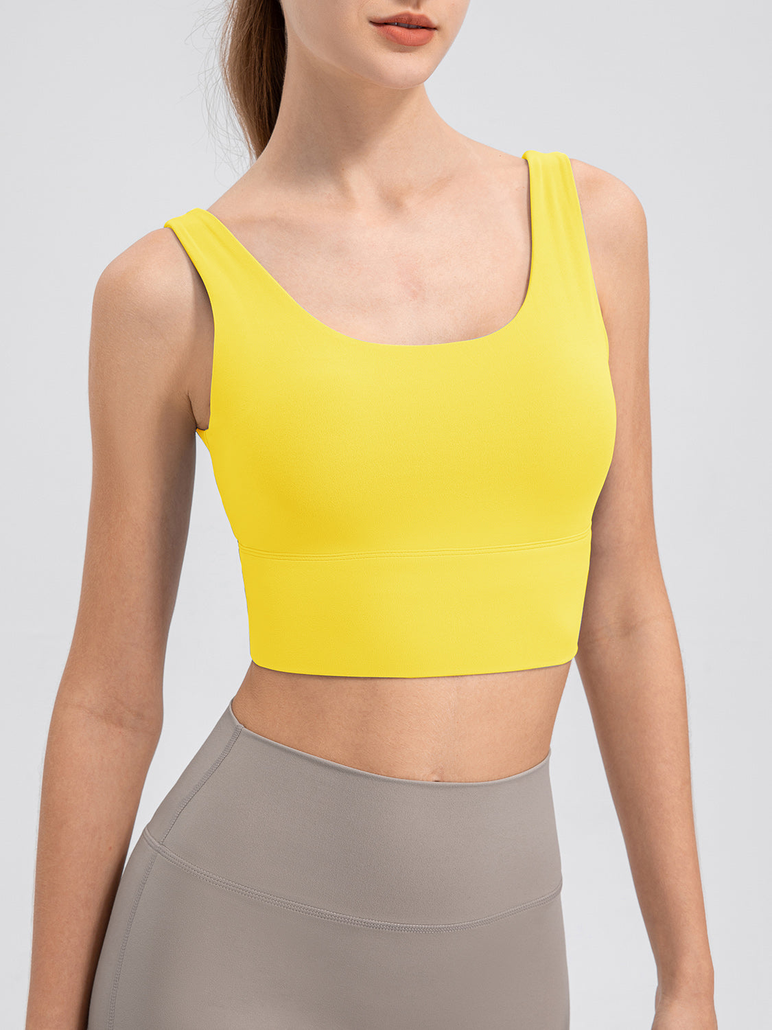 Scoop Neck Wide Strap Active Tank Canary Yellow Sports bra
