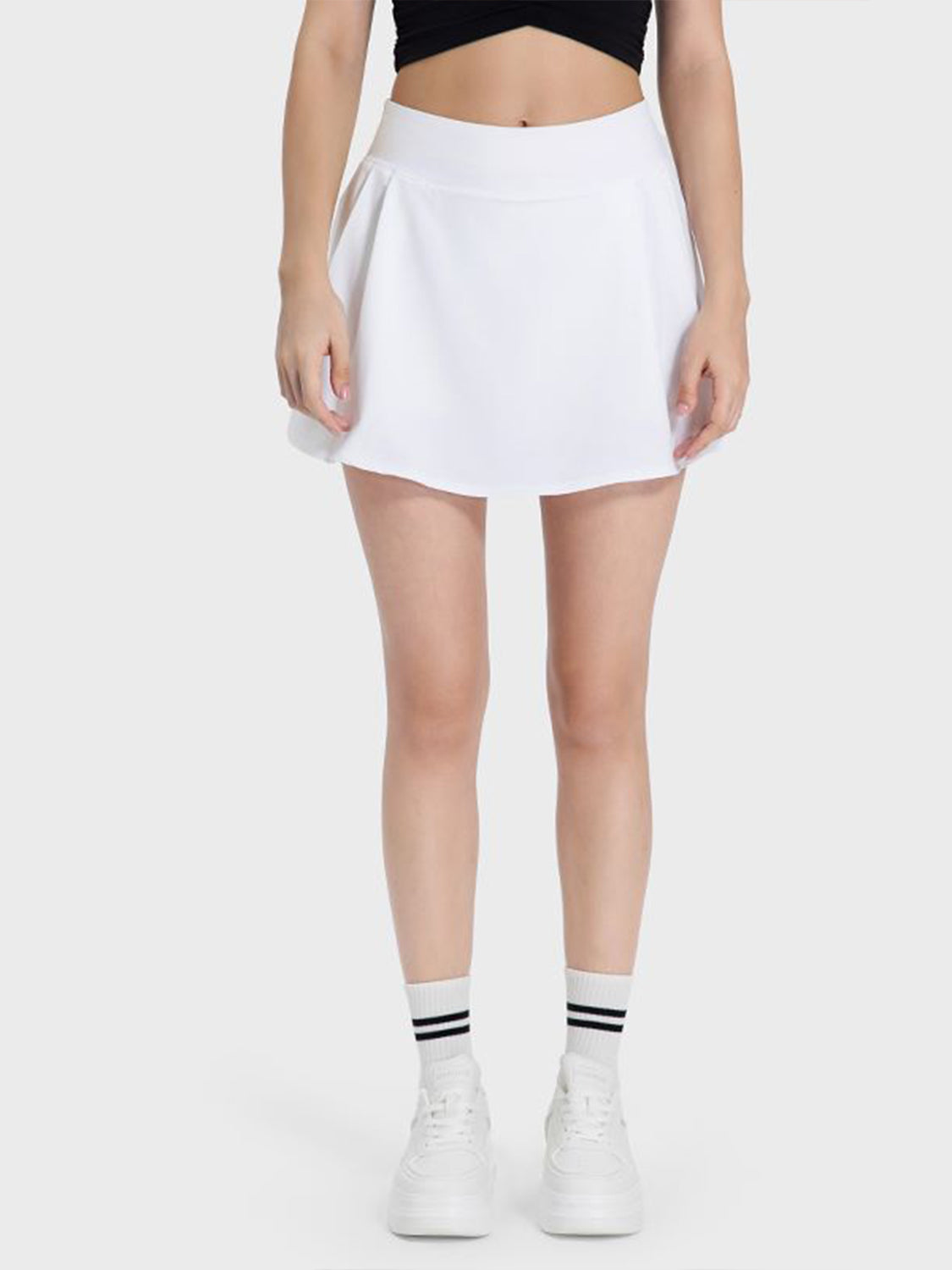 Pleated Detail Mid-Rise Waist Active Skirt White Active Skirt