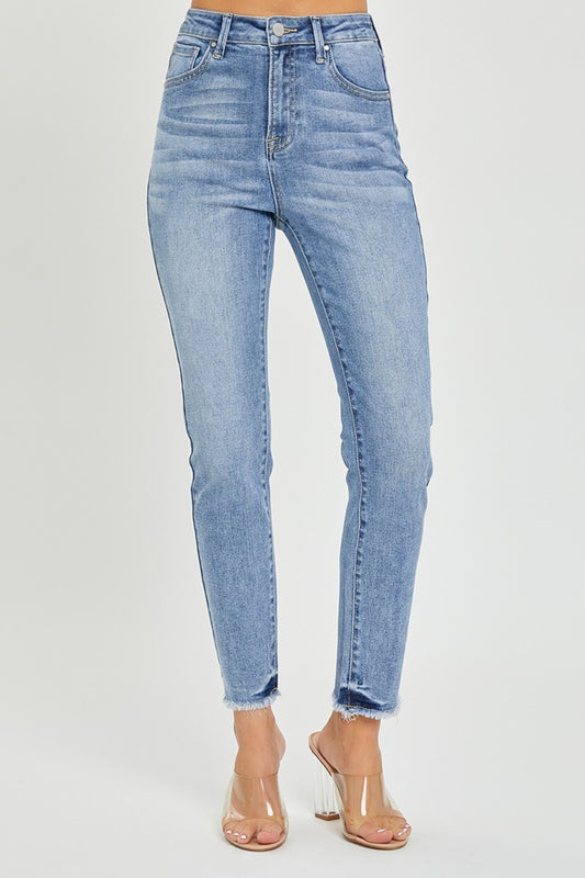 RISEN Full Size High Rise Frayed Hem Skinny Jeans Medium Pants
