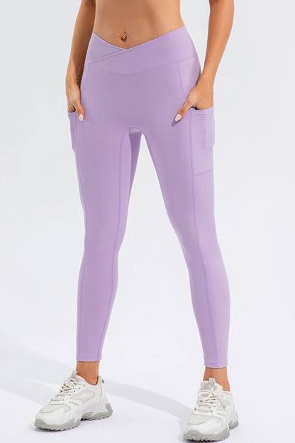 High Waist Active Leggings with Pockets Lavender Active Leggings