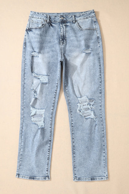 Distressed High Waist Jeans Pants