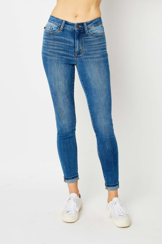 Judy Blue Full Size Cuffed Hem Skinny Jeans Medium Pants