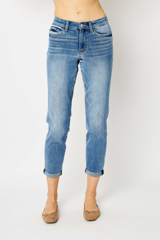 Judy Blue Full Size Cuffed Hem Slim Jeans Medium Pants