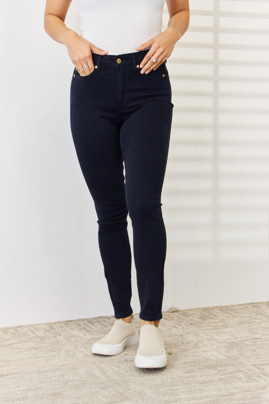 Judy Blue Full Size Garment Dyed Tummy Control Skinny Jeans NAVY Pants