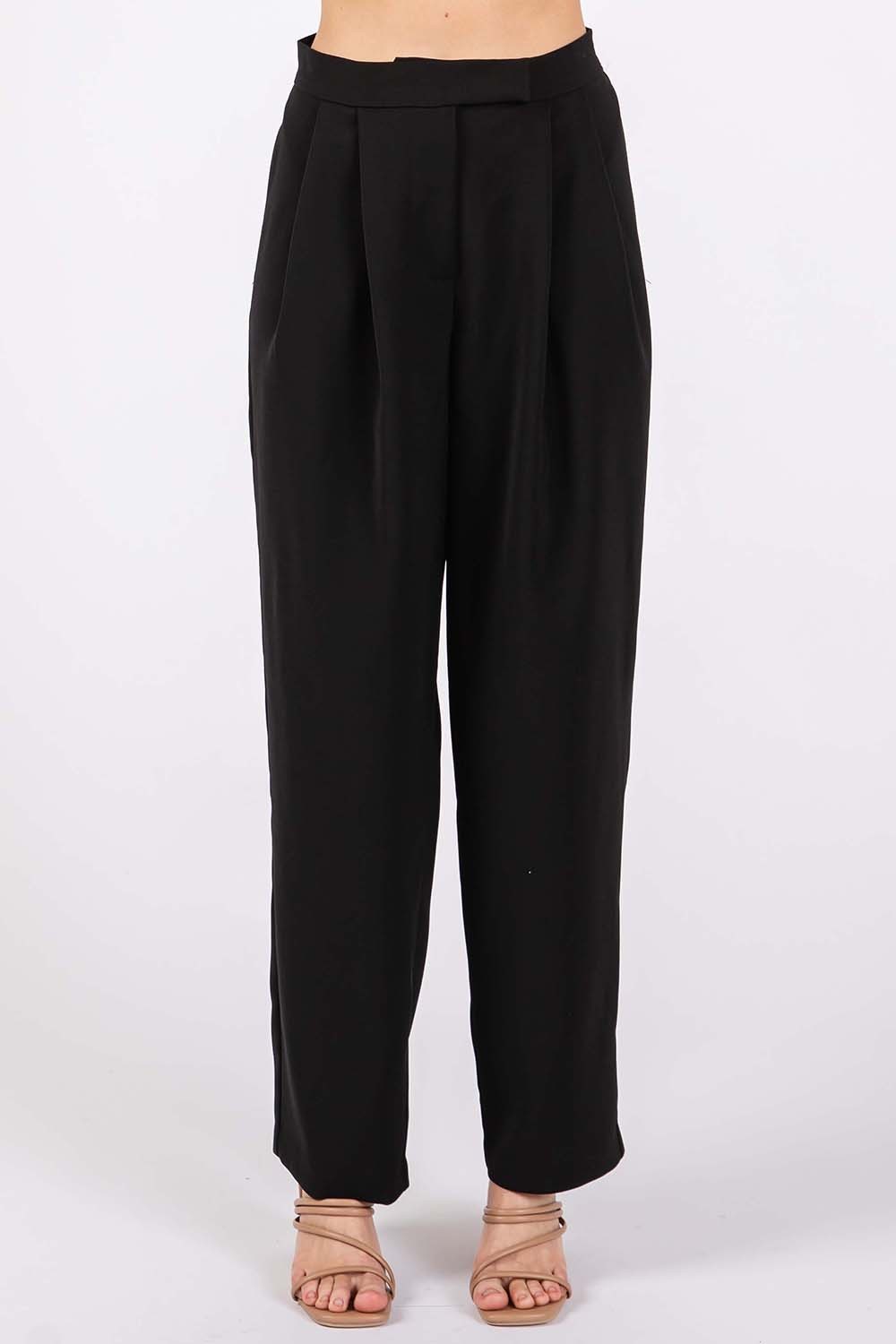 GeeGee High-Waisted Pleated Pants Black Pants