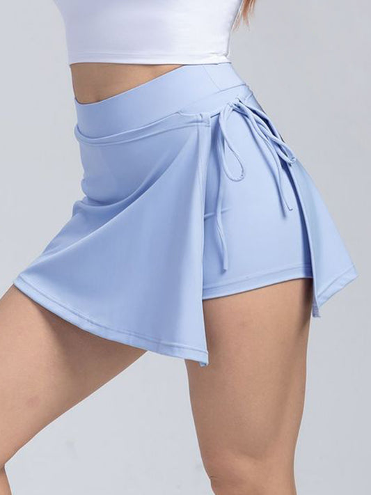 Tied High Waist Active Shorts Misty Blue Active Shorts