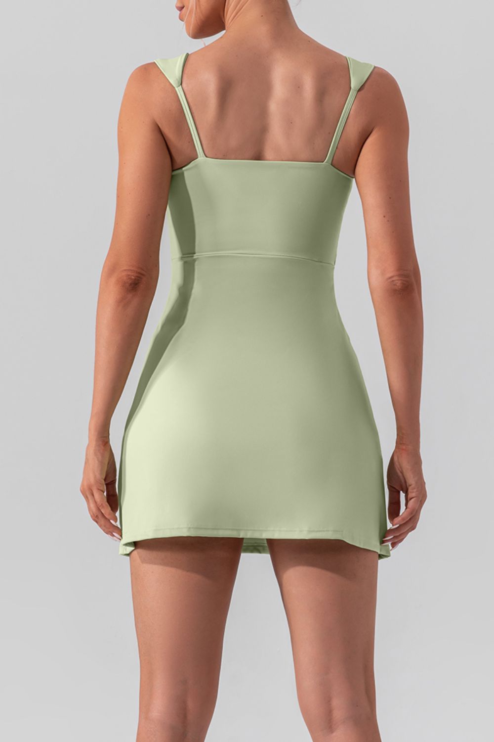 Square Neck Sleeveless Slit Mini Active Dress Active Skirt
