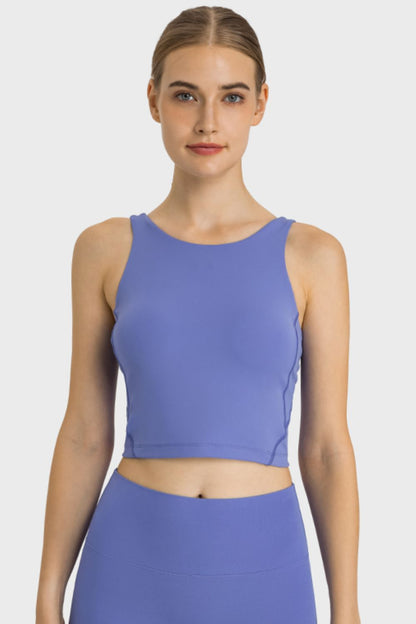 Feel Like Skin Highly Stretchy Cropped Sports Tank Blue Active Tank